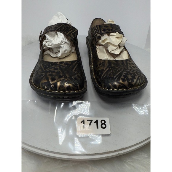 Allegria Mary Jane Shoes Women Black Gold Butterfly Card Print  Size 40 - Picture 12 of 12